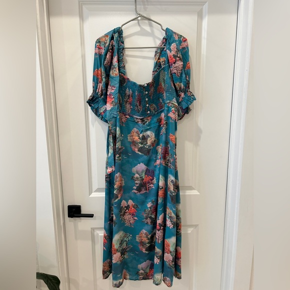 Anthropologie Floral Square Neck Midi Dress NWT - Picture 4 of 7